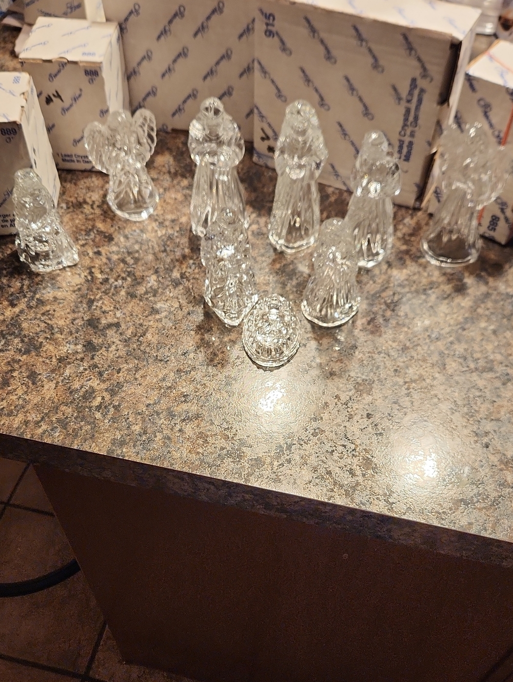 Princess House 9pc Nativity Glass Set w/original Boxes Like New Cond.